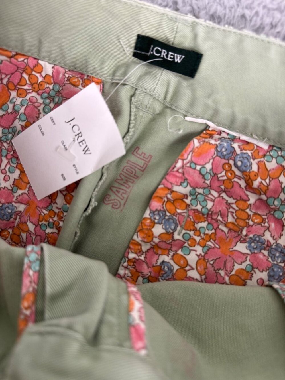 J.Crew Olive Green Twill Skirt Retro Pockets Floral-Lining Casual Travel - Picture 4 of 10